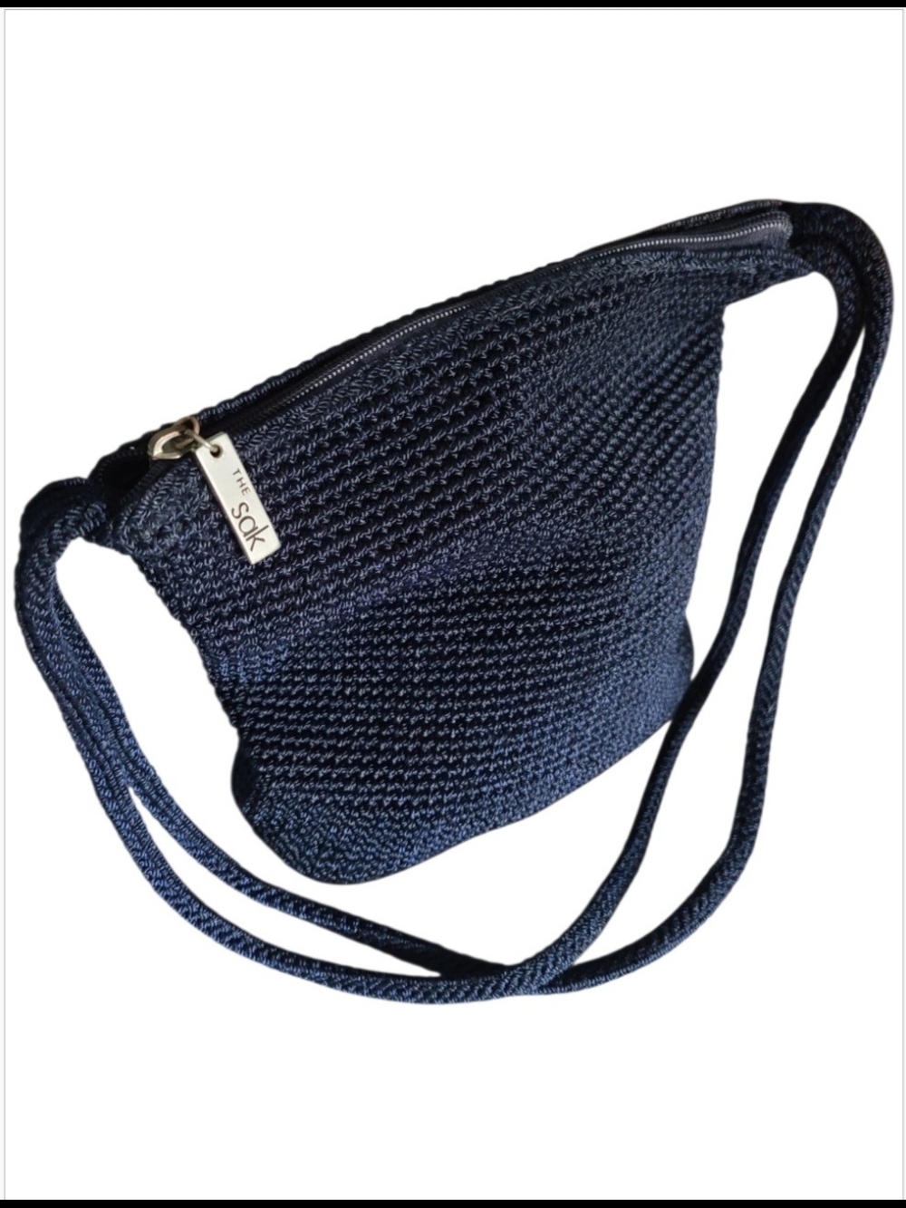 Vintage 90s The Sak Navy Blue Crochet Shoulder Bag